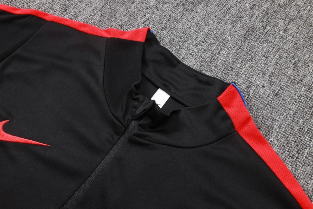 2026 Paris Black Long-sleeved half-pull training kit
