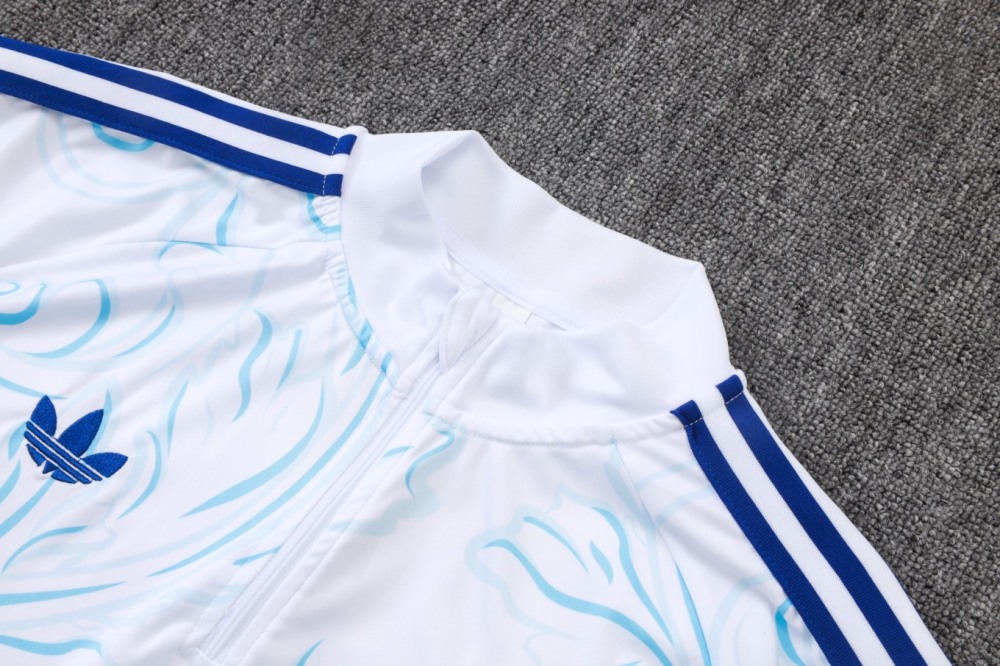 2026 Argentina White Long-sleeved half-pull training kit