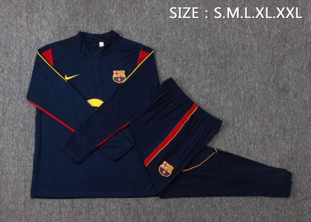 2026 Barcelona Royal blue Long-sleeved half-pull training kit