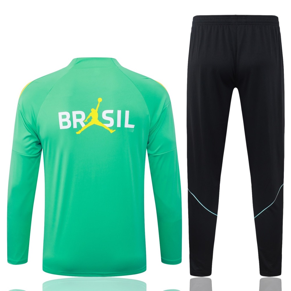 2026 Brazil Light green Long-sleeved half-pull training kit