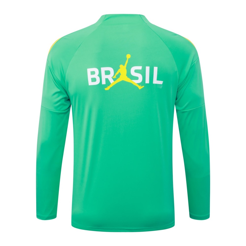 2026 Brazil Light green Long-sleeved half-pull training kit