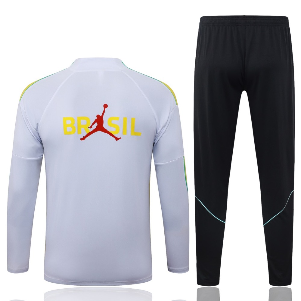 2026 Brazil White Long-sleeved half-pull training kit