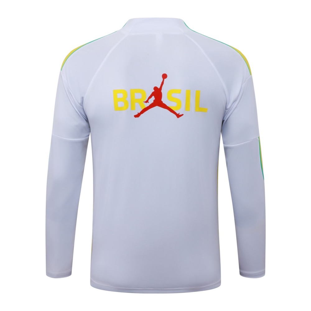 2026 Brazil White Long-sleeved half-pull training kit