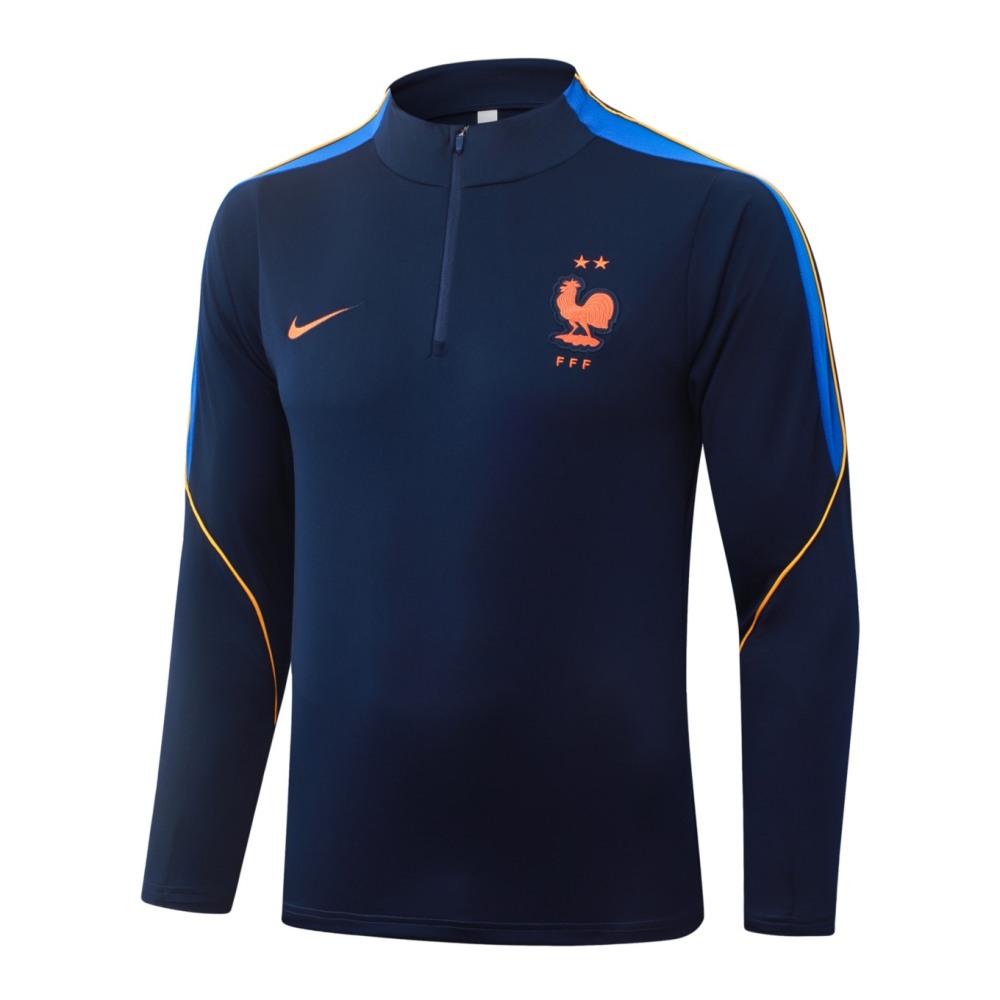 2026 France Cyan Long-sleeved half-pull training kit