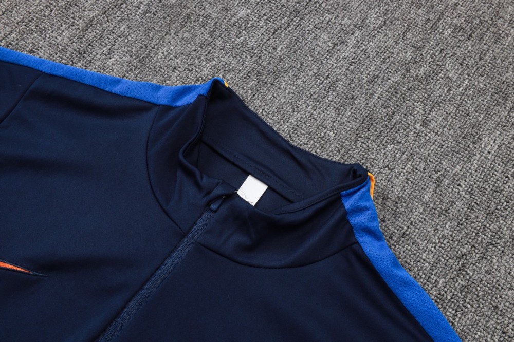 2026 France Cyan Long-sleeved half-pull training kit