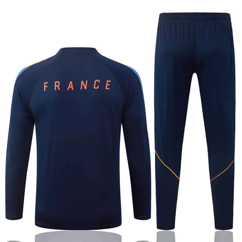 2026 France Cyan Long-sleeved half-pull training kit