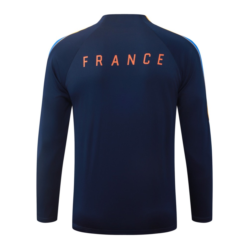 2026 France Cyan Long-sleeved half-pull training kit