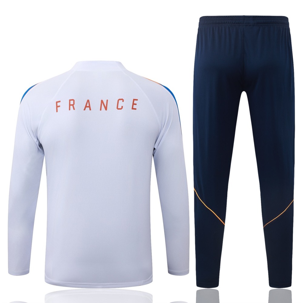 2026 France White Long-sleeved half-pull training kit