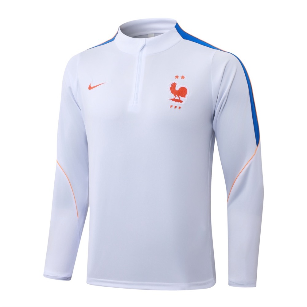 2026 France White Long-sleeved half-pull training kit
