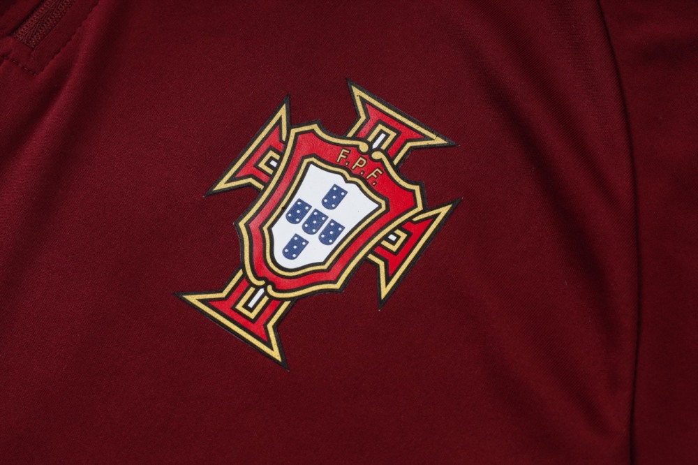 2026 Portugal Maroon Long-sleeved half-pull training kit