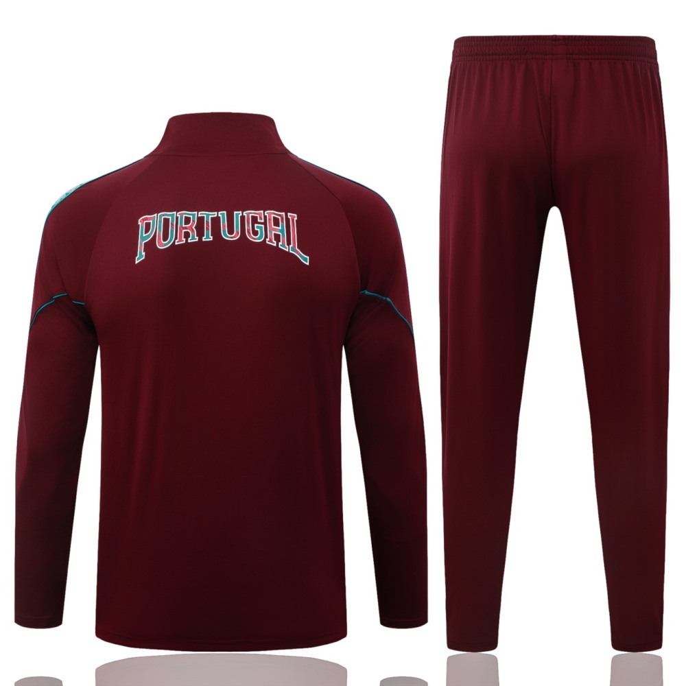 2026 Portugal Maroon Long-sleeved half-pull training kit