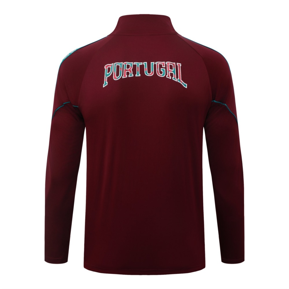 2026 Portugal Maroon Long-sleeved half-pull training kit