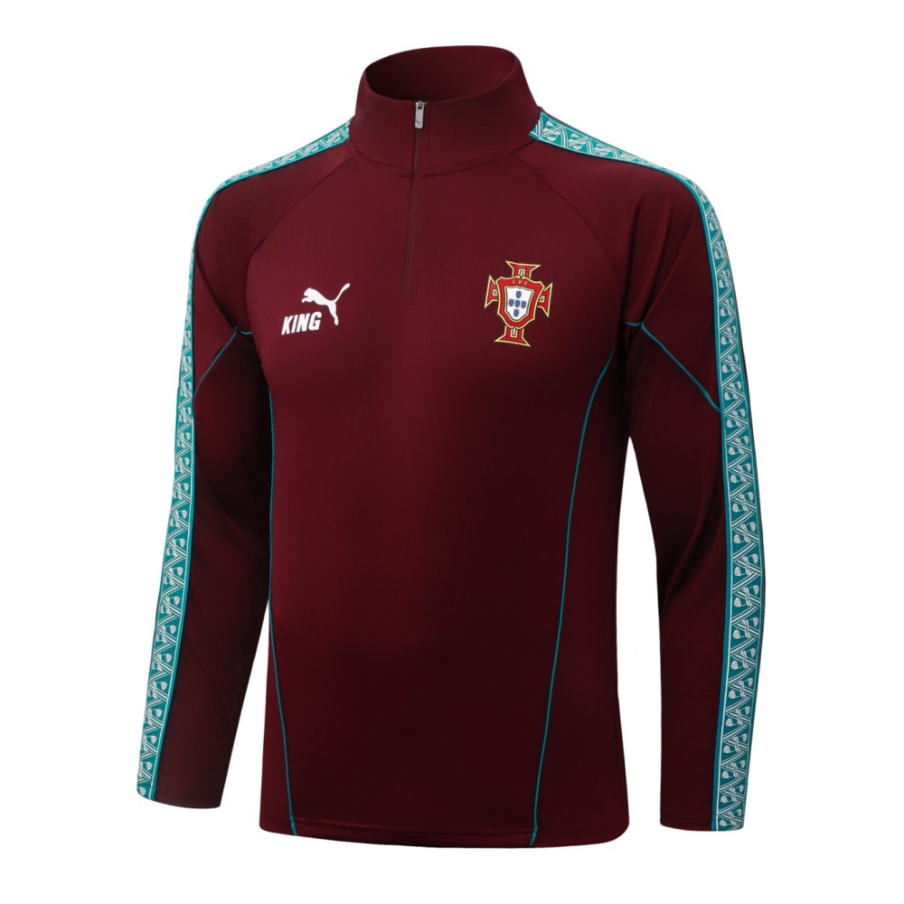 2026 Portugal Maroon Long-sleeved half-pull training kit