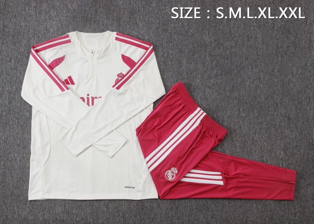 2026 Real Madrid Beige Long-sleeved half-pull training kit