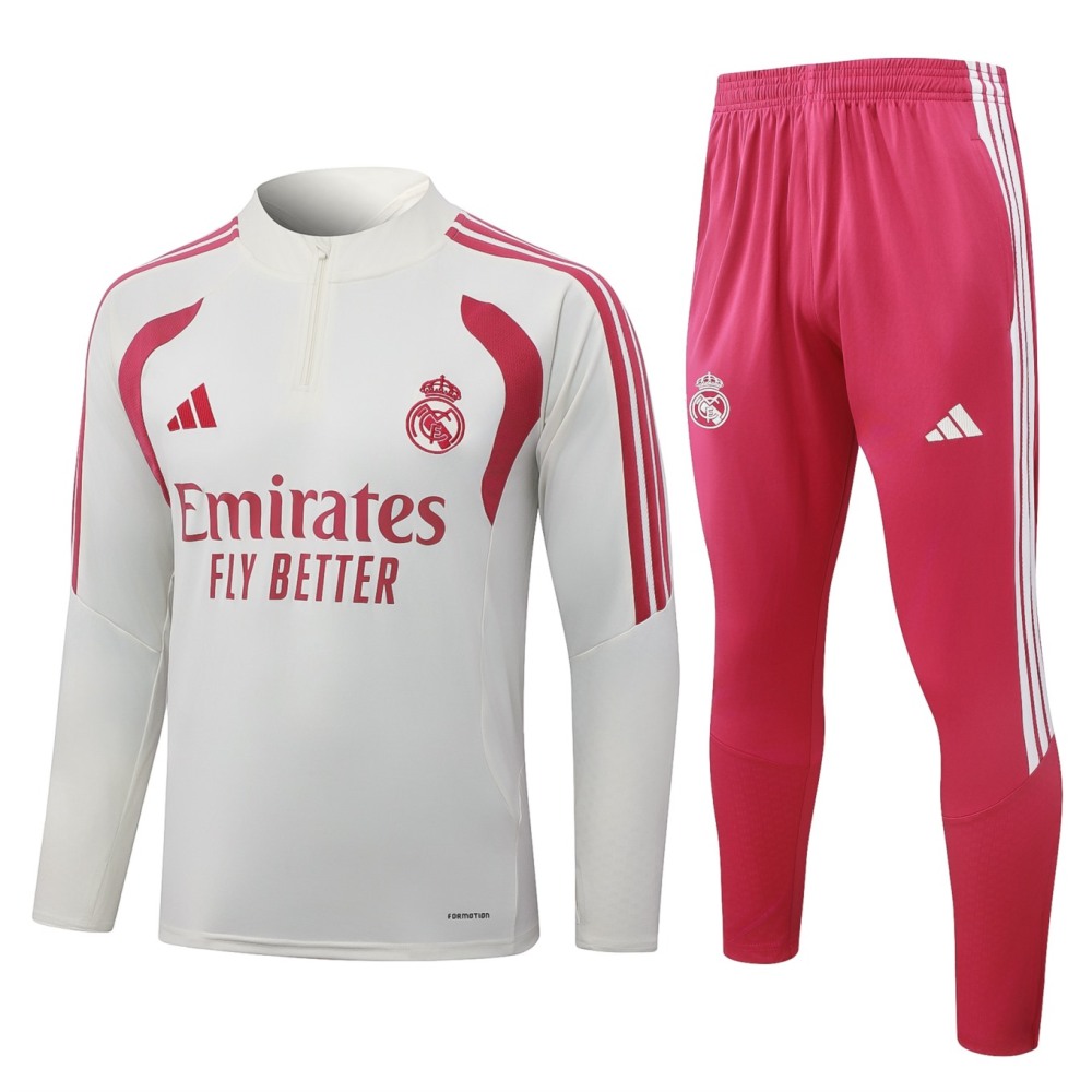 2026 Real Madrid Beige Long-sleeved half-pull training kit