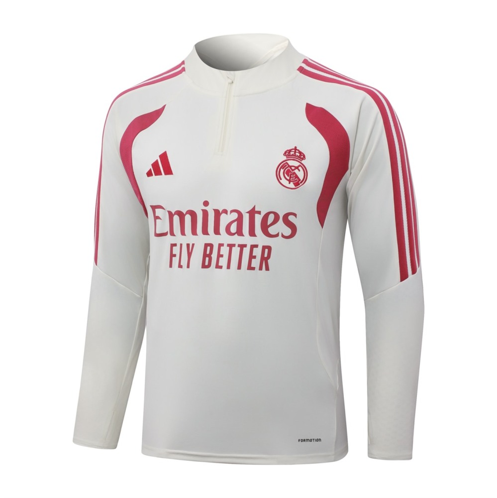 2026 Real Madrid Beige Long-sleeved half-pull training kit