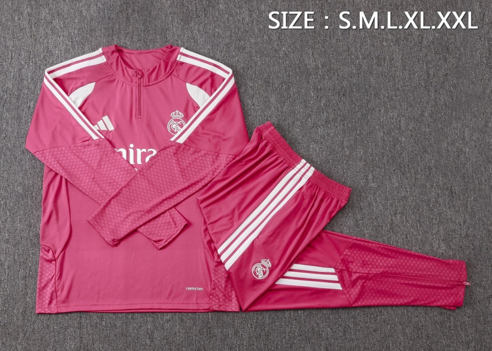 2026 Real Madrid Pink Long-sleeved half-pull training kit