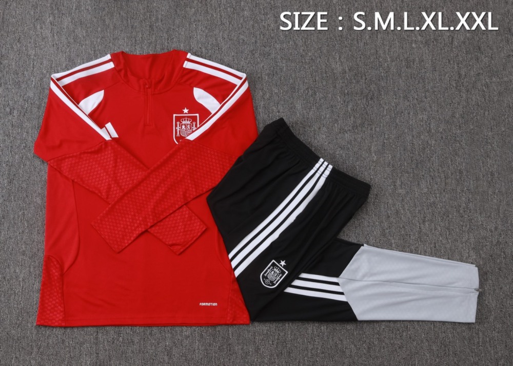 2026 Spain Red Long-sleeved half-pull training kit