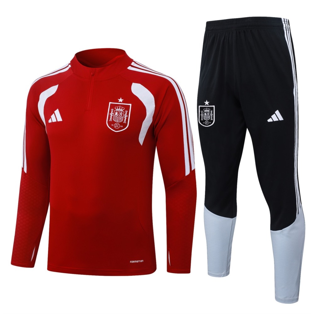 2026 Spain Red Long-sleeved half-pull training kit