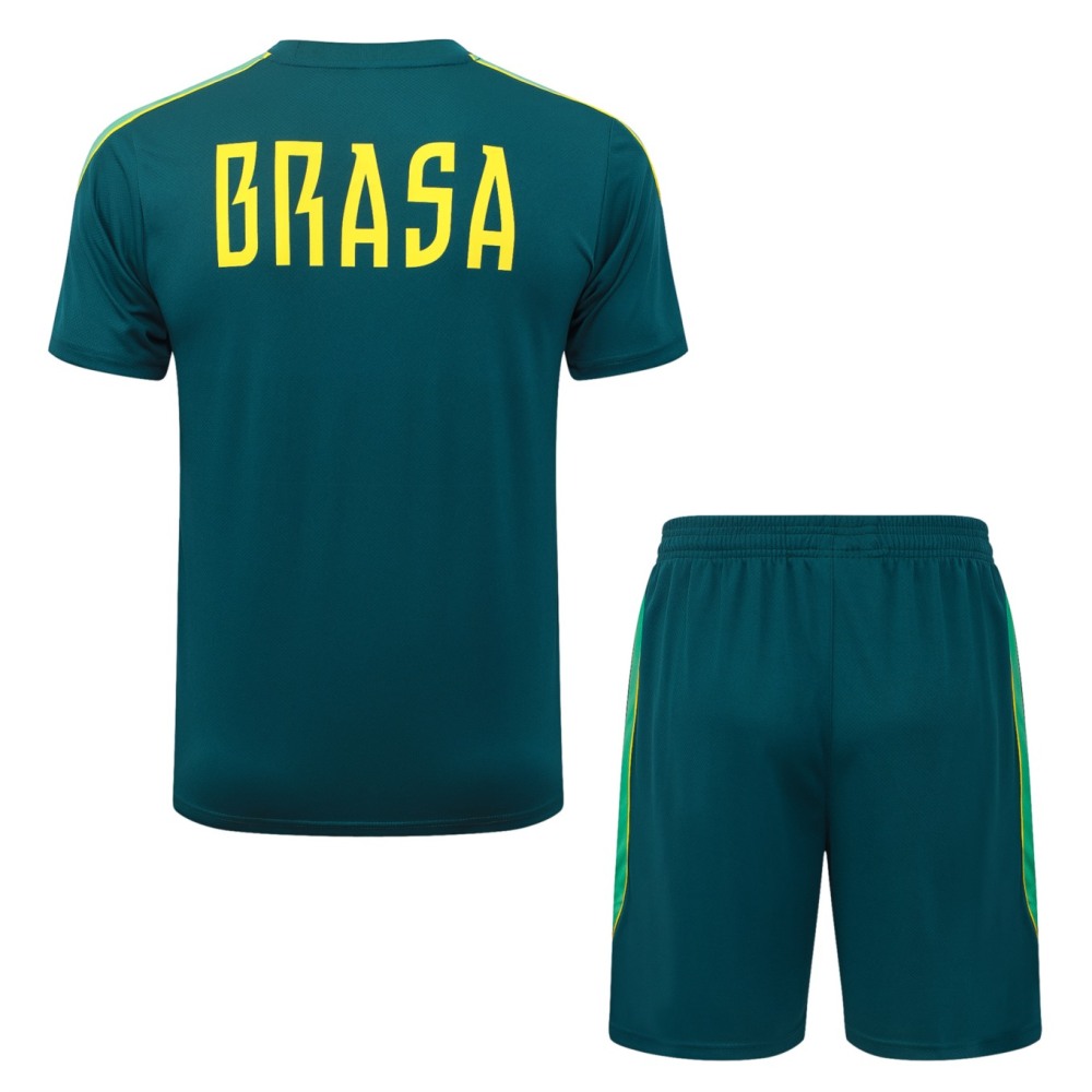 2026 Brazil Dark green Training Set Shirt and Shorts