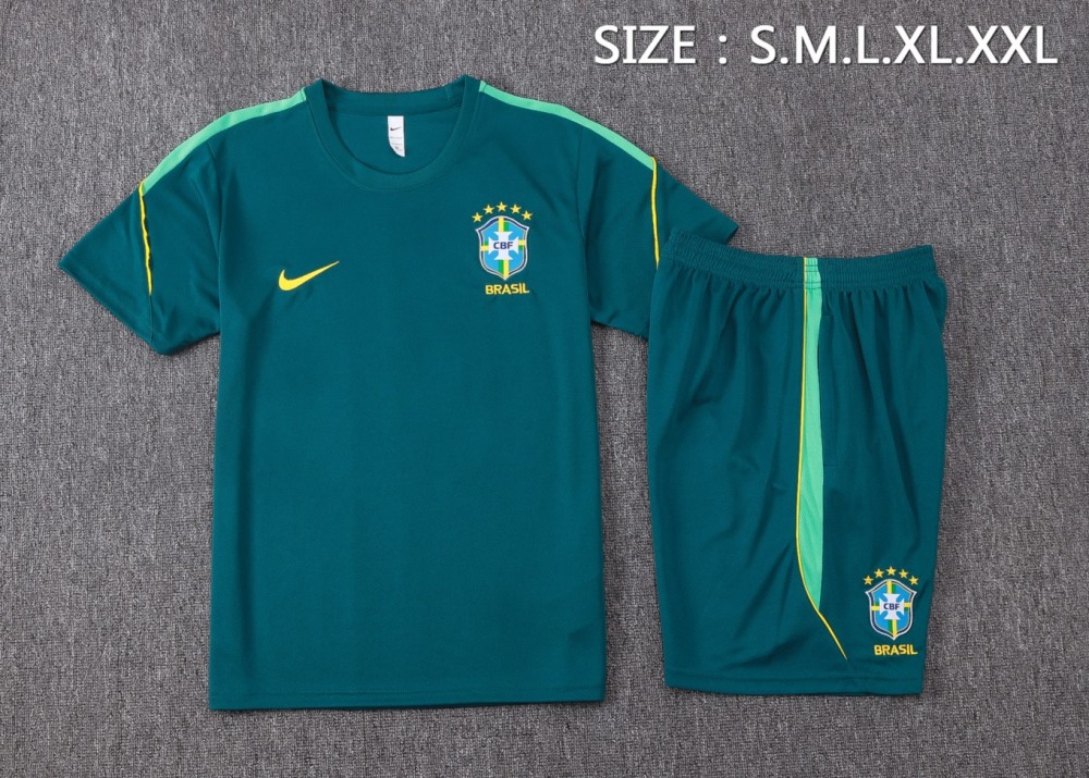 2026 Brazil Dark green Training Set Shirt and Shorts