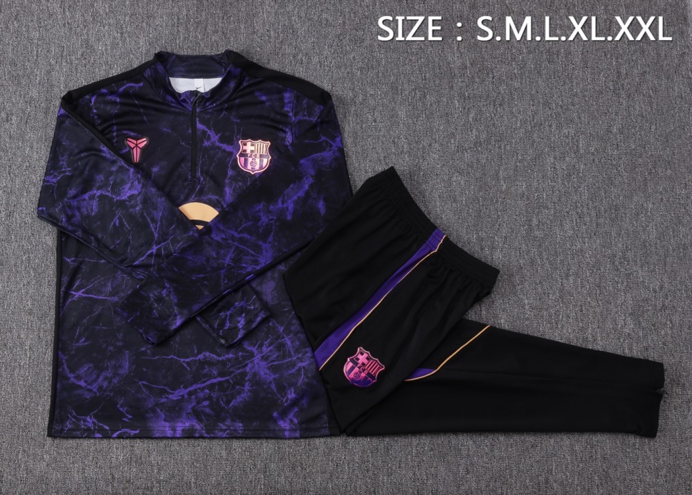 2026/27 Barcelona Black Purple Long-sleeved half-pull training kit