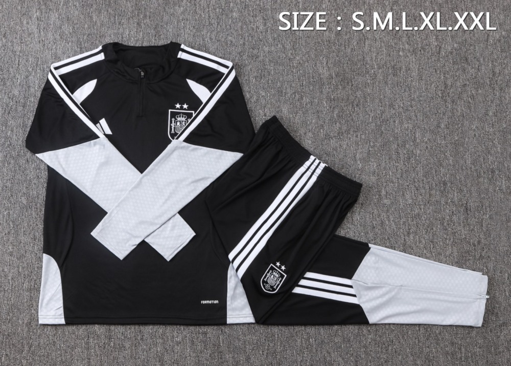 2026/27 Spain Black Long-sleeved half-pull training kit