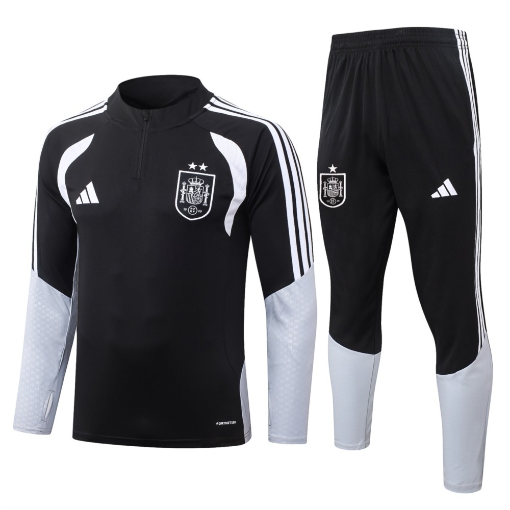 2026/27 Spain Black Long-sleeved half-pull training kit