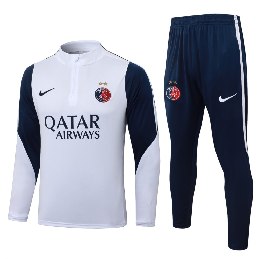 2026/27 PSG White Long-sleeved half-pull training kit