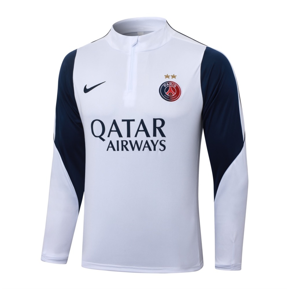 2026/27 PSG White Long-sleeved half-pull training kit