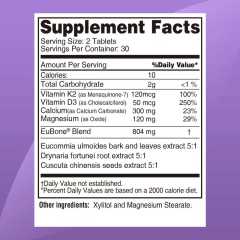Eubone Calcium Supplements, 2000iu Vitamin D3 K2 4800iu & Magnesium, Hormone Support for Women, Bone Health & Strength & Density Plant Calcium Complex, 30 Servings