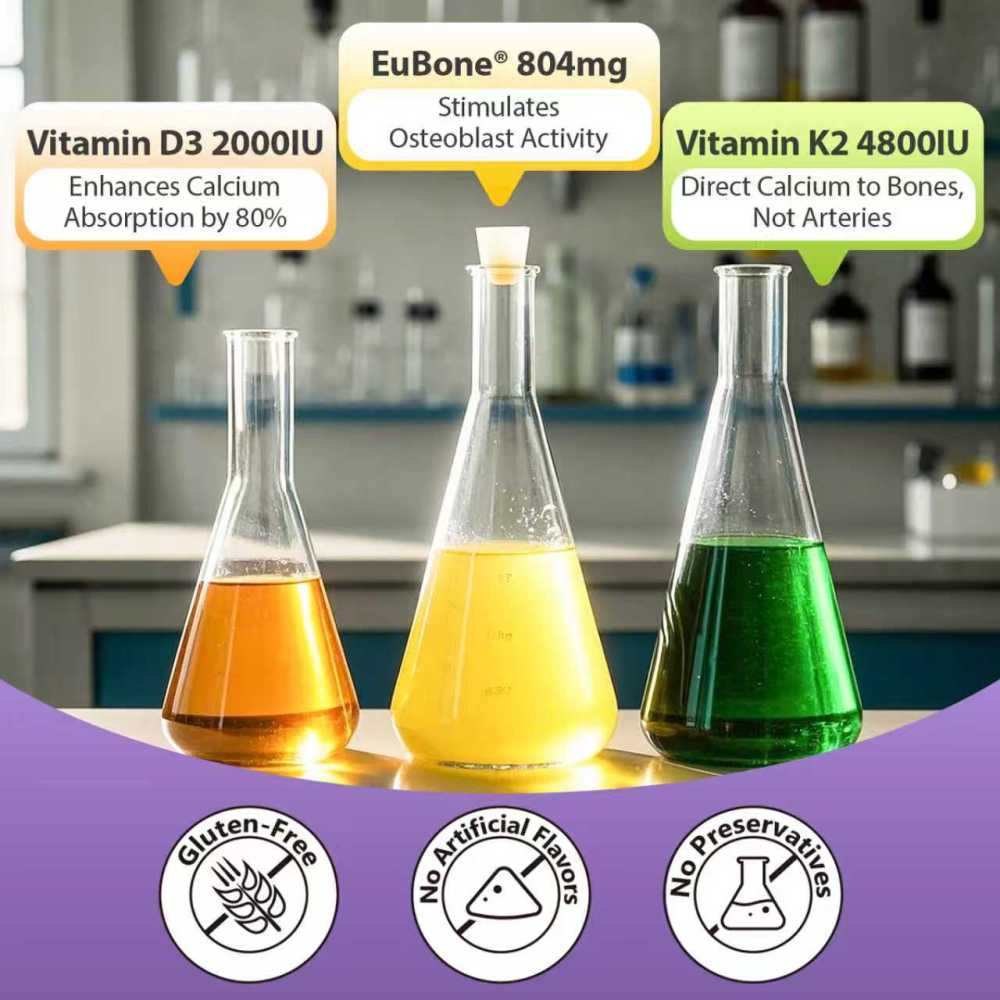 Eubone Calcium Supplements, 2000iu Vitamin D3 K2 4800iu & Magnesium, Hormone Support for Women, Bone Health & Strength & Density Plant Calcium Complex, 30 Servings