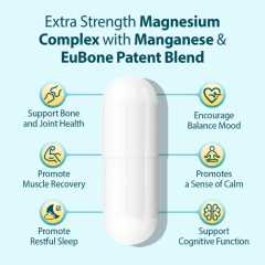 EuBone Magnesium Capsules, Magnesium Oxide and Glycinate 420mg, Extra Strength - High Absorption - Support Cognitive and Bone Health - Improve Calcium Absorption and Balance Woman's Hormones