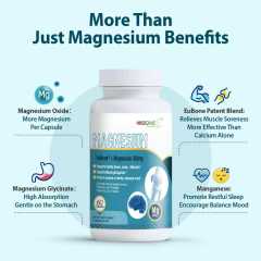 EuBone Magnesium Capsules, Magnesium Oxide and Glycinate 420mg, Extra Strength - High Absorption - Support Cognitive and Bone Health - Improve Calcium Absorption and Balance Woman's Hormones