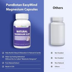 Magnesium Oxide and Glycinate Extra Strength, Natural Sleep Aid Supplement EasyMind, High Absorption, Restful Sleep & Relaxation, Cortisol Lower, Natural-Gentle, Melatonin Free, 60 Capsules