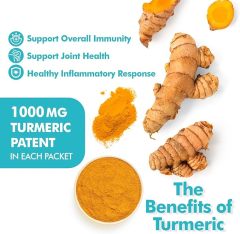 Hydration Packets Sugar Free, Passion Fruit Electrolytes Powder Packets, Turmeric Electrolyte Drink Mix w/Curcumin, Vitamin, Minerals & Inulin, Support Immune & Recovery, Muscle & Gut Health