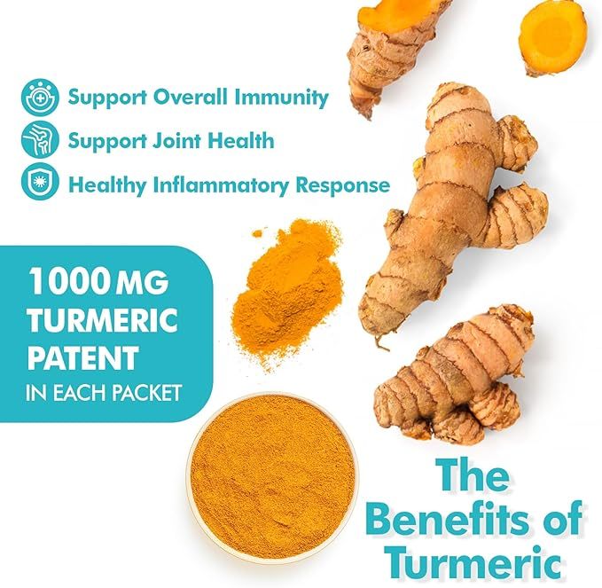 Hydration Packets Sugar Free, Passion Fruit Electrolytes Powder Packets, Turmeric Electrolyte Drink Mix w/Curcumin, Vitamin, Minerals & Inulin, Support Immune & Recovery, Muscle & Gut Health