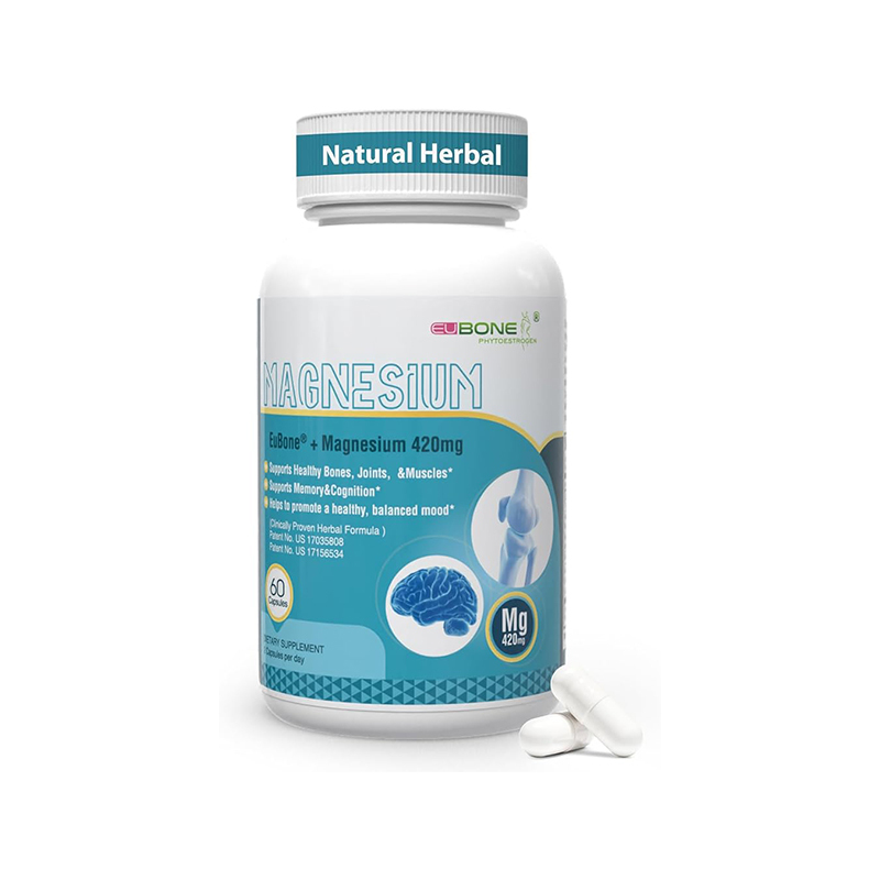 Magnesium Oxide and Glycinate Extra Strength 420mg, High Absorption Magnesium Supplement with EuBone and Manganese, Support Muscle, Joint & Bone Health, Improve Mood & Cognitive, 60 Capsules