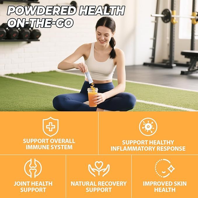 Turmeric Curcumin Drink Powder, Turmeric Immunity Shots with Vitamin C, Orange Flavor Instant Drink Mix Packets, High Absorption Curcumin Complex CuminUP60, Immune & Joint Support Supplement