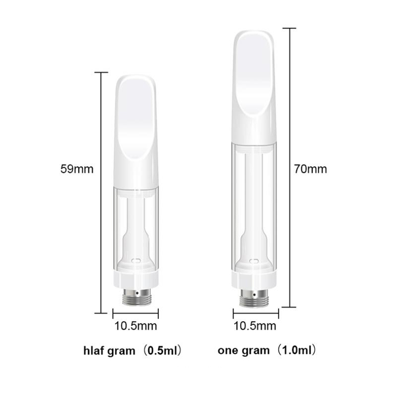 Empty 0.5ml 1ml Disposable Full Ceramic Mouthpiece 510 vape Cartridge for CBD battery