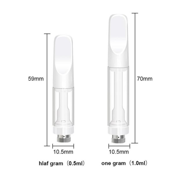 Empty 0.5ml 1ml Disposable Full Ceramic Mouthpiece 510 vape Cartridge for CBD battery
