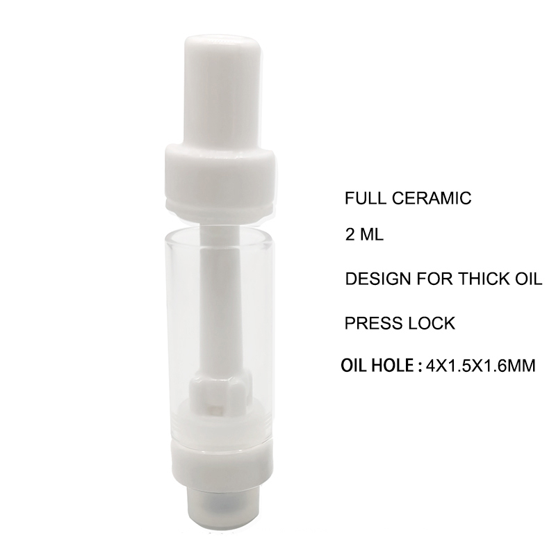 New 2Grams Disposable Full Ceramic Mouthpiece 510 vape Cartridge for CBD battery