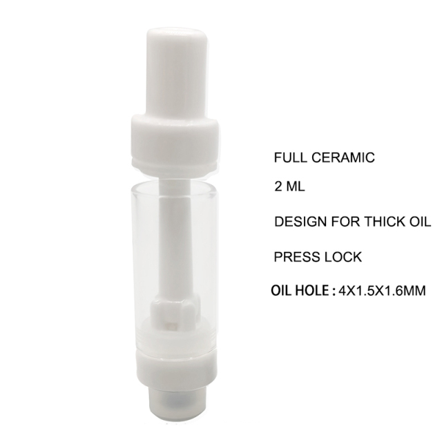 New 2Grams Disposable Full Ceramic Mouthpiece 510 vape Cartridge for CBD battery