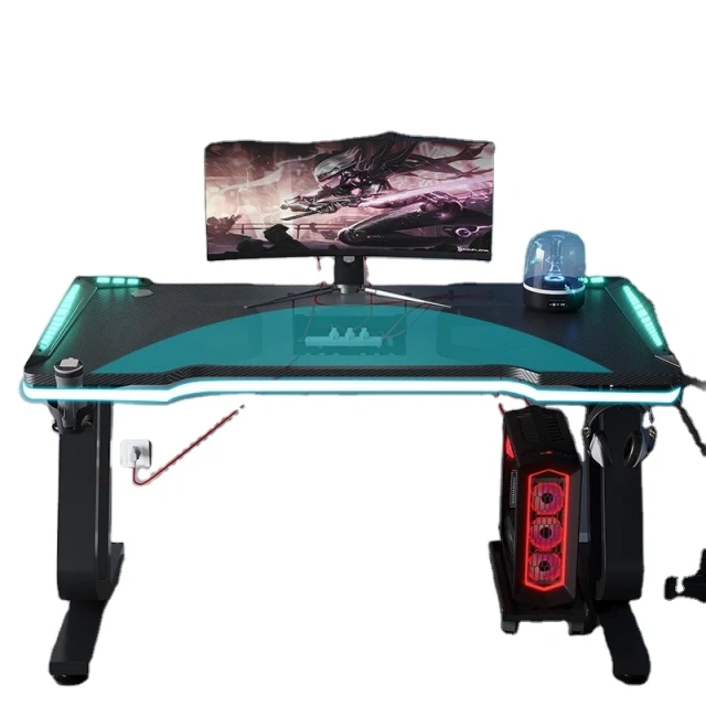 RGB PC Gaming Table With Carbon Fiber Texture Cable Box Steel Frame Professional Gamer Computer Desk For E-Sports Entertainment,RGB PC Gaming Table With Carbon Fiber Texture Cable Box Steel Frame Professional Gamer Computer Desk For E-Sports Entertainment,DAILY UP FURNITURE-The professional supplier of School Furniture, Office Furniture, Home Furnirure