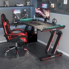 RGB PC Gaming Table With Carbon Fiber Texture Cable Box Steel Frame Professional Gamer Computer Desk For E-Sports Entertainment,RGB PC Gaming Table With Carbon Fiber Texture Cable Box Steel Frame Professional Gamer Computer Desk For E-Sports Entertainment,DAILY UP FURNITURE-The professional supplier of School Furniture, Office Furniture, Home Furnirure