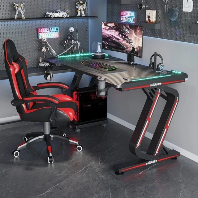RGB PC Gaming Table With Carbon Fiber Texture Cable Box Steel Frame Professional Gamer Computer Desk For E-Sports Entertainment,RGB PC Gaming Table With Carbon Fiber Texture Cable Box Steel Frame Professional Gamer Computer Desk For E-Sports Entertainment,DAILY UP FURNITURE-The professional supplier of School Furniture, Office Furniture, Home Furnirure