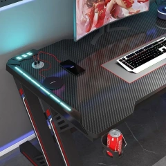 RGB PC Gaming Table With Carbon Fiber Texture Cable Box Steel Frame Professional Gamer Computer Desk For E-Sports Entertainment,RGB PC Gaming Table With Carbon Fiber Texture Cable Box Steel Frame Professional Gamer Computer Desk For E-Sports Entertainment,DAILY UP FURNITURE-The professional supplier of School Furniture, Office Furniture, Home Furnirure