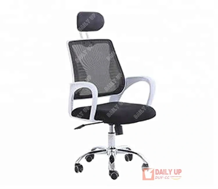 White Swivel Mesh Office Chair With Padded Cushion Upholstered Revolving Executive Manager Chair With Headrest And Armrests,White Swivel Mesh Office Chair With Padded Cushion Upholstered Revolving Executive Manager Chair With Headrest And Armrests,DAILY UP FURNITURE-The professional supplier of School Furniture, Office Furniture, Home Furnirure