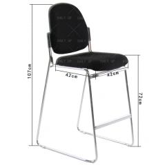 Stackable High Bar Chair With Fabric Cushion Sled Metal Frame Kitchen Dining Chair With Footrest For Counter And Restaurant Bar,Stackable High Bar Chair With Fabric Cushion Sled Metal Frame Kitchen Dining Chair With Footrest For Counter And Restaurant Bar,DAILY UP FURNITURE-The professional supplier of School Furniture, Office Furniture, Home Furnirure