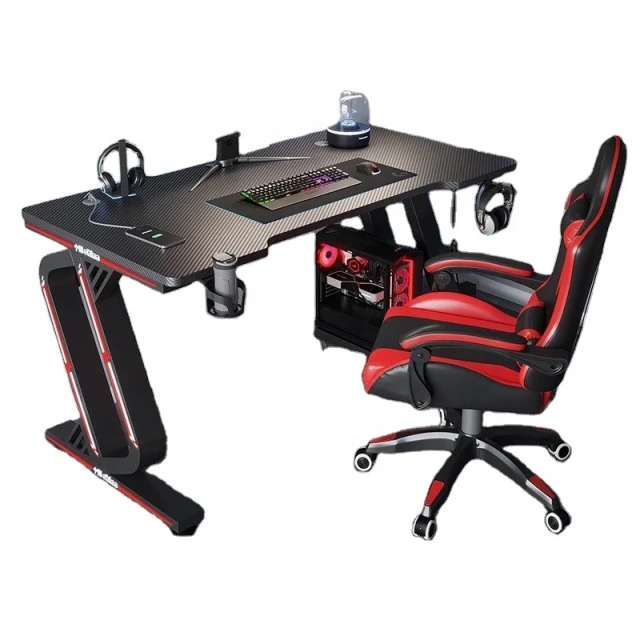 RGB PC Gaming Table With Carbon Fiber Texture Cable Box Steel Frame Professional Gamer Computer Desk For E-Sports Entertainment,RGB PC Gaming Table With Carbon Fiber Texture Cable Box Steel Frame Professional Gamer Computer Desk For E-Sports Entertainment,DAILY UP FURNITURE-The professional supplier of School Furniture, Office Furniture, Home Furnirure